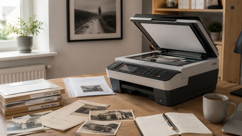 HP OfficeJet Pro 9025e zieht kleine Karten schräg durch den hinteren Einzug