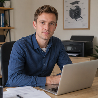 Christian Janssen am Schreibtisch